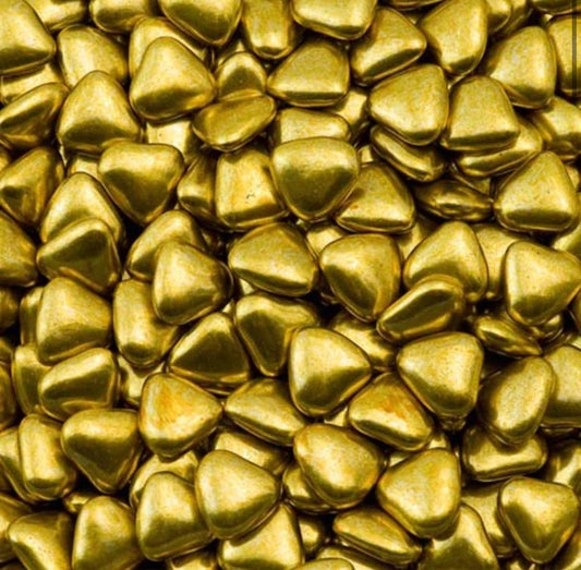 MINI HEART CHOCOLATE DRAGEES - GOLD- 1KG
